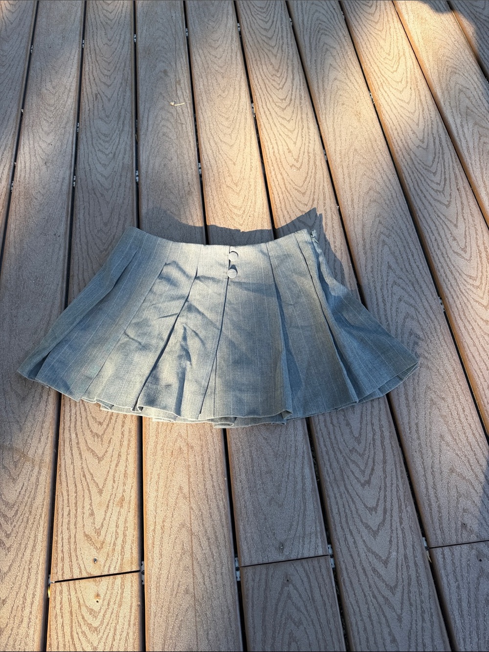 Anthropologie Gray Pleated Skirt with Button Detail